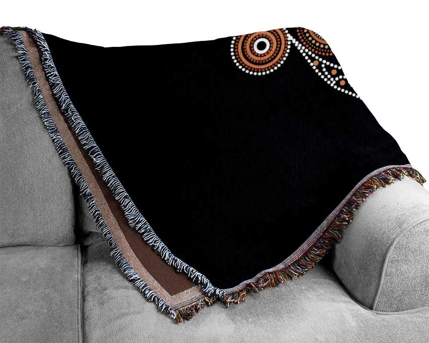 Aboriginal Tree 1 throw blanket made from 100% cotton, featuring a thermal weave design, perfect for adding elegance to any interior.